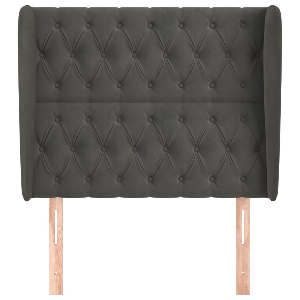 sötétszürke bársony fejtámla szárnyakkal 103 x 23 x 118/128 cm