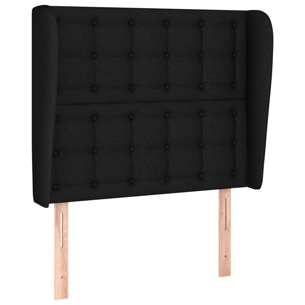 fekete szövet fejtámla szárnyakkal 93 x 23 x 118/128 cm