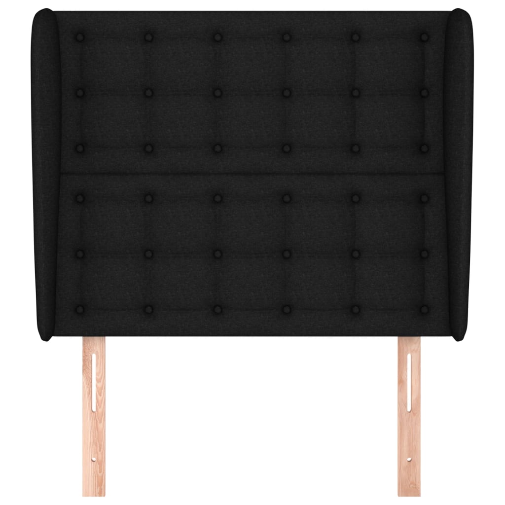 fekete szövet fejtámla szárnyakkal 93 x 23 x 118/128 cm