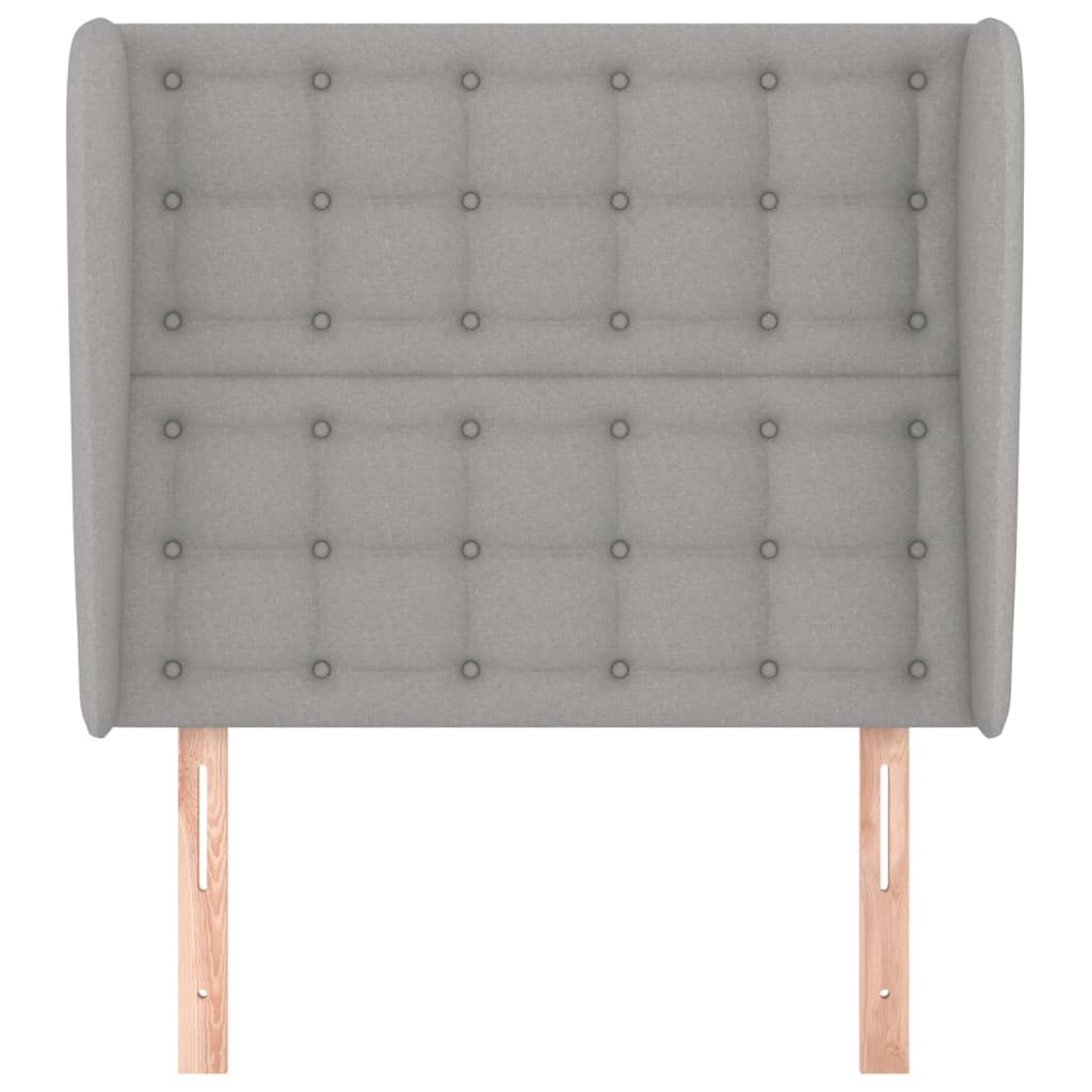 világosszürke szövet fejtámla szárnyakkal 103 x 23 x 118/128 cm