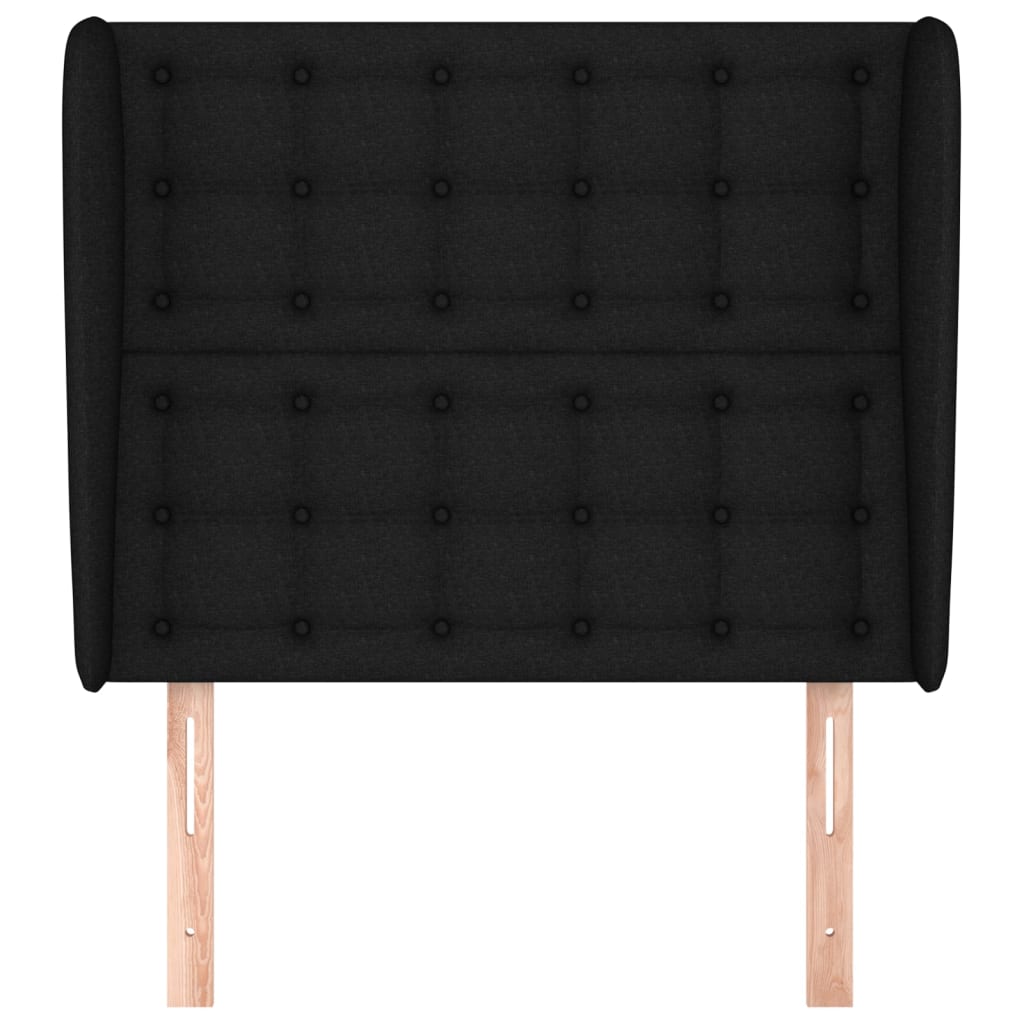 fekete szövet fejtámla szárnyakkal 103 x 23 x 118/128 cm