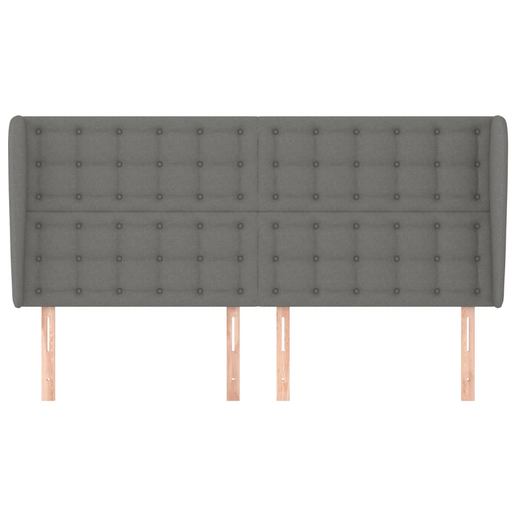 sötétszürke szövet fejtámla szárnyakkal 183x23x118/128 cm
