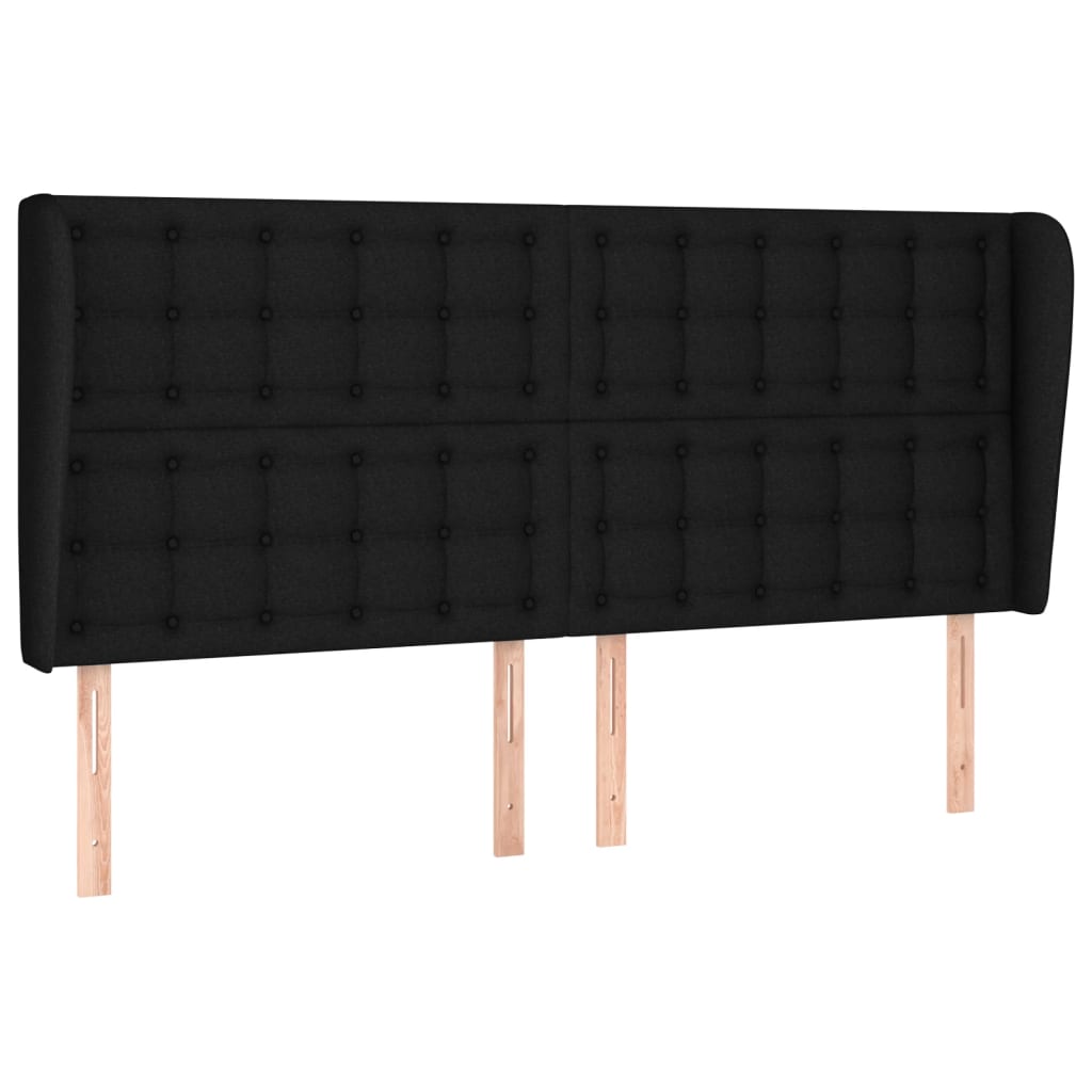 fekete szövet fejtámla szárnyakkal 183x23x118/128 cm