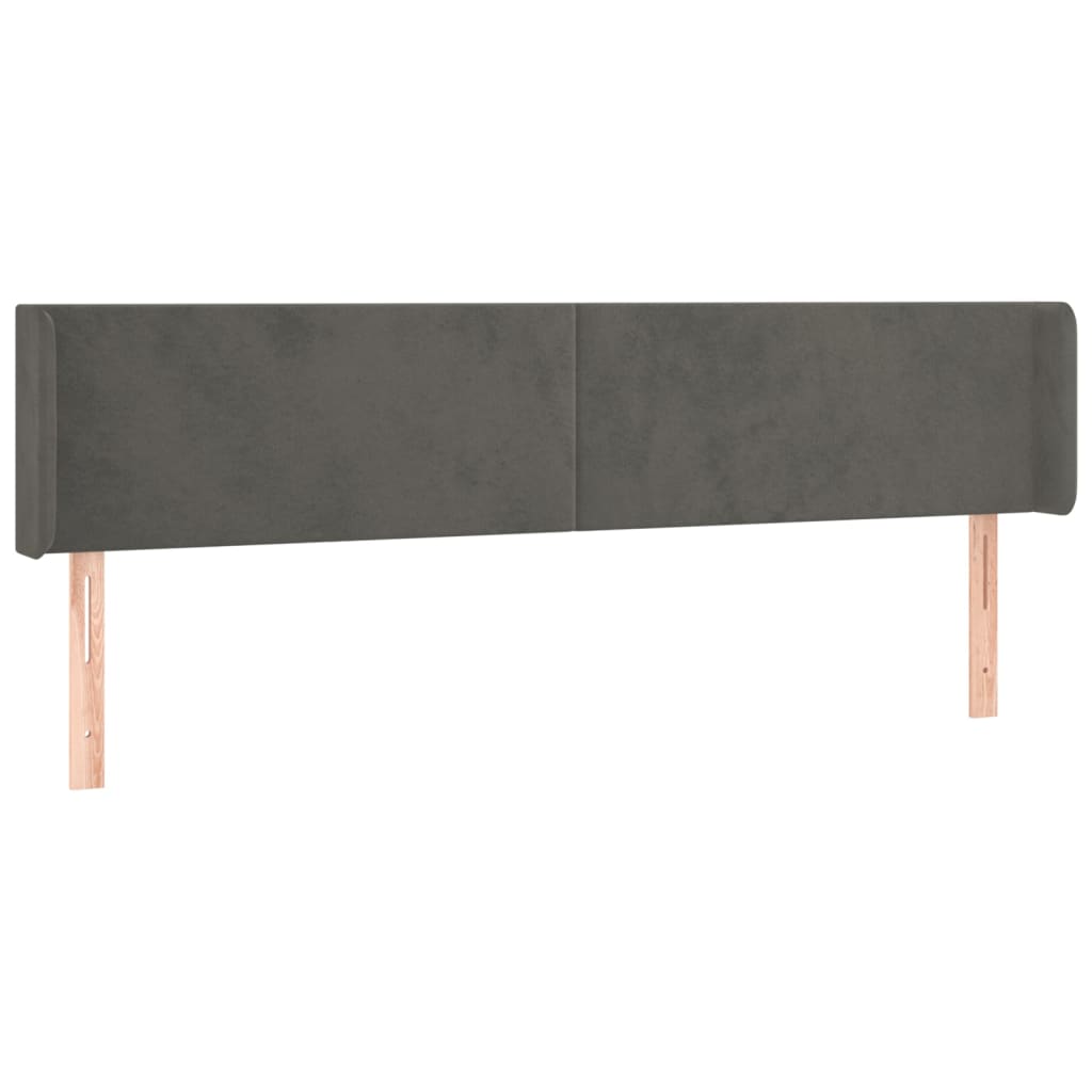 sötétszürke bársony szárnyas fejtámla 163x16x78/88 cm