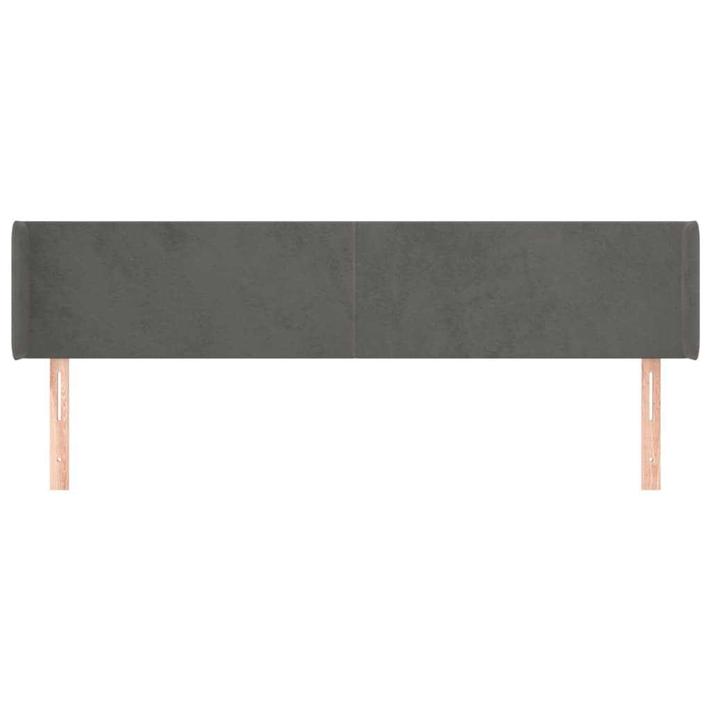 sötétszürke bársony szárnyas fejtámla 163x16x78/88 cm