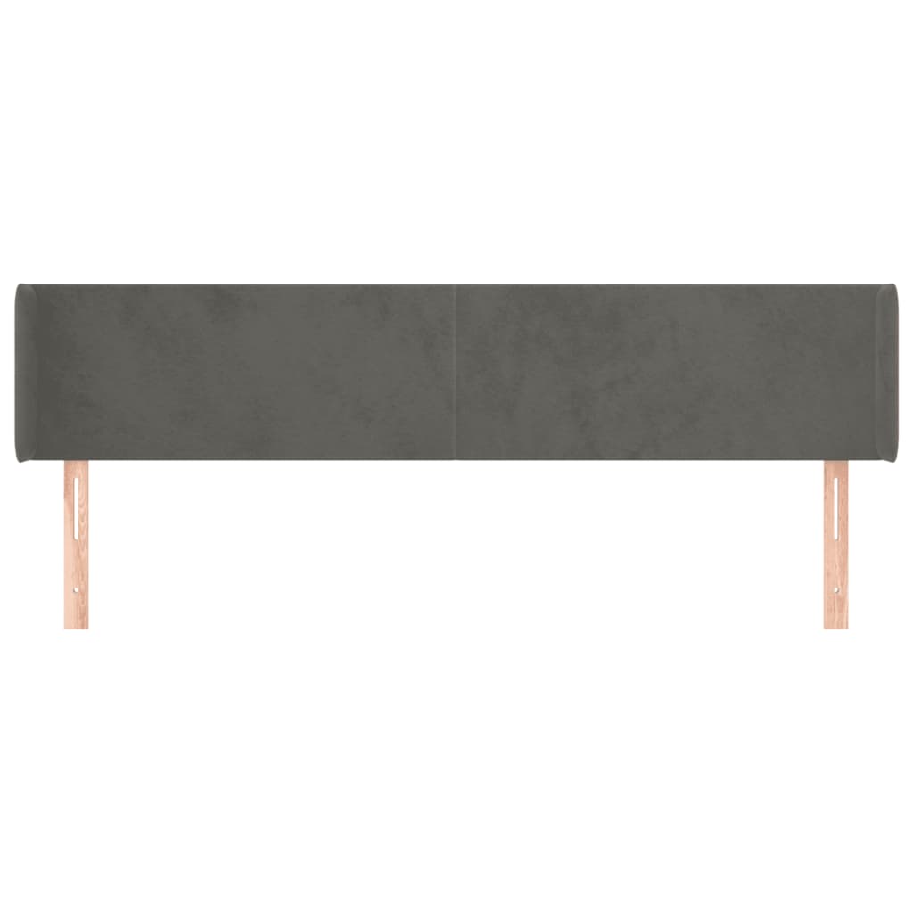 sötétszürke bársony szárnyas fejtámla 183x16x78/88 cm