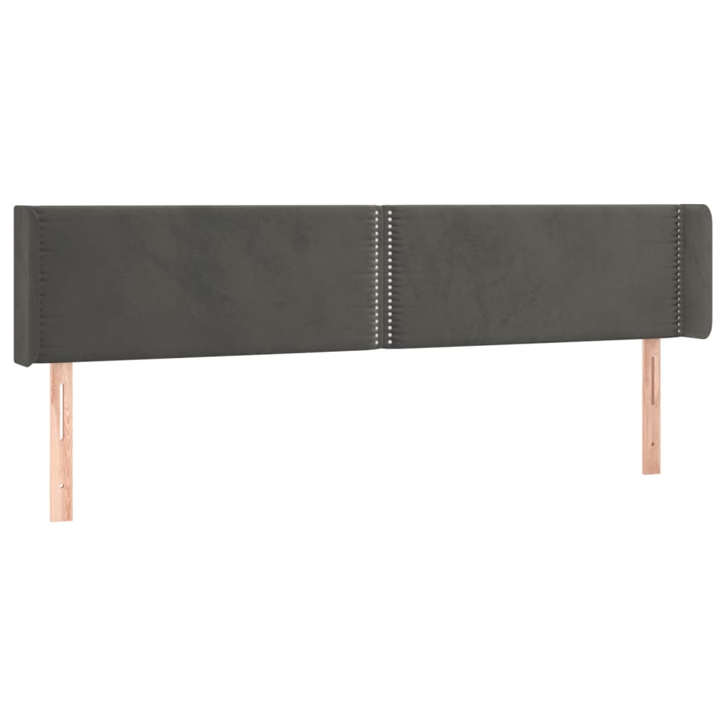sötétszürke bársony szárnyas fejtámla 203x16x78/88 cm