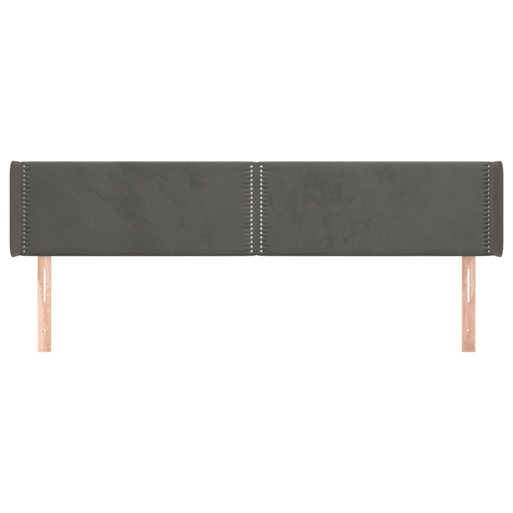sötétszürke bársony szárnyas fejtámla 203x16x78/88 cm