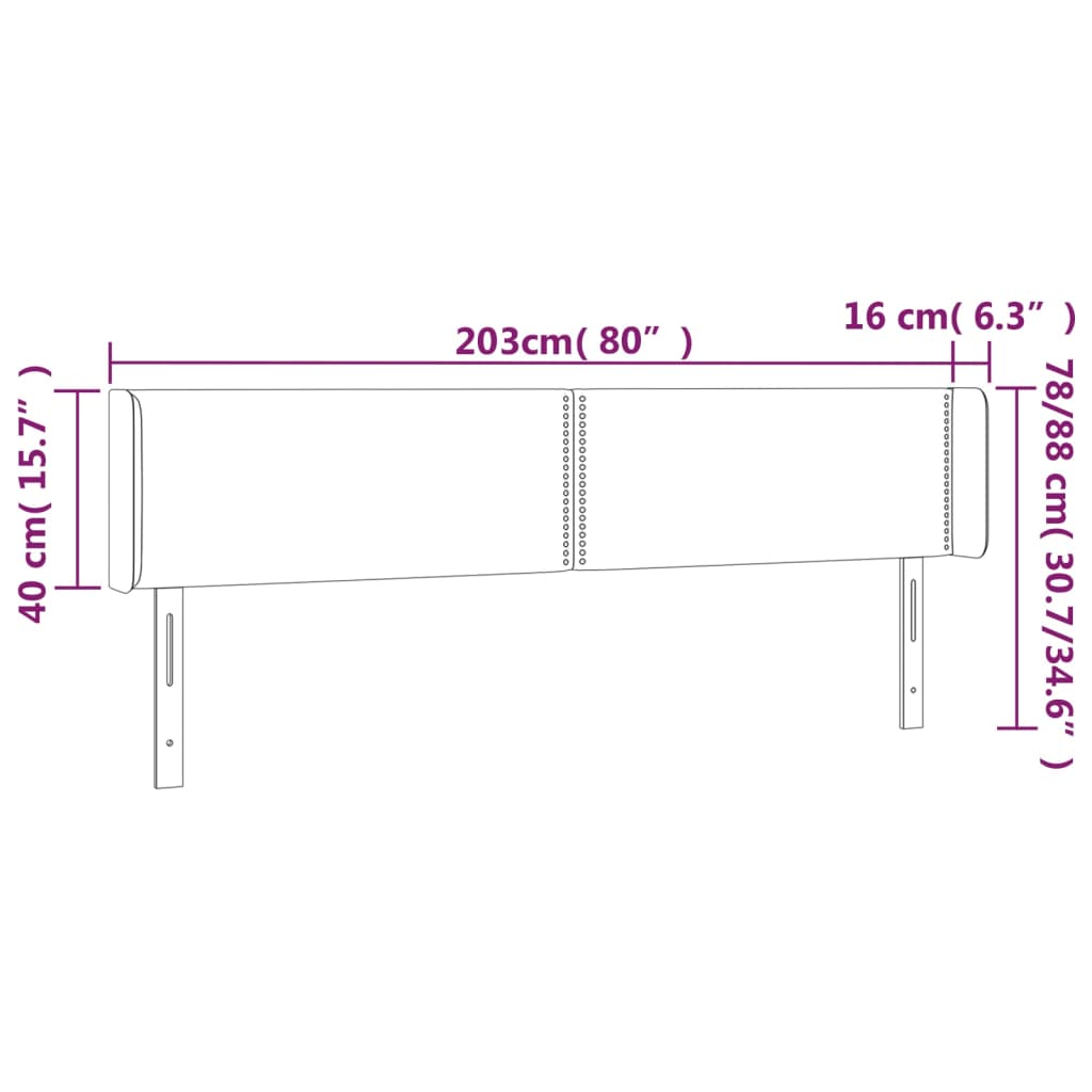 sötétszürke bársony szárnyas fejtámla 203x16x78/88 cm