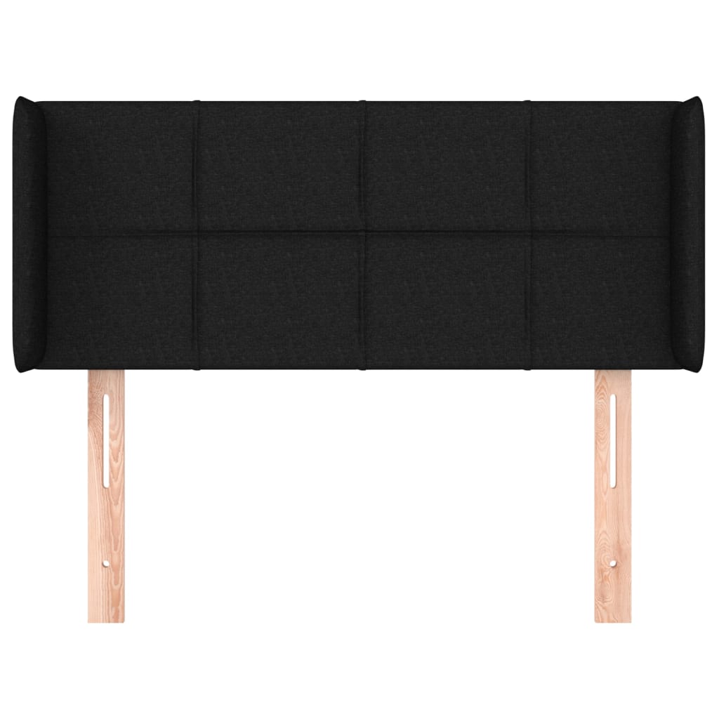 fekete szövet fejtámla szárnyakkal 93x16x78/88 cm