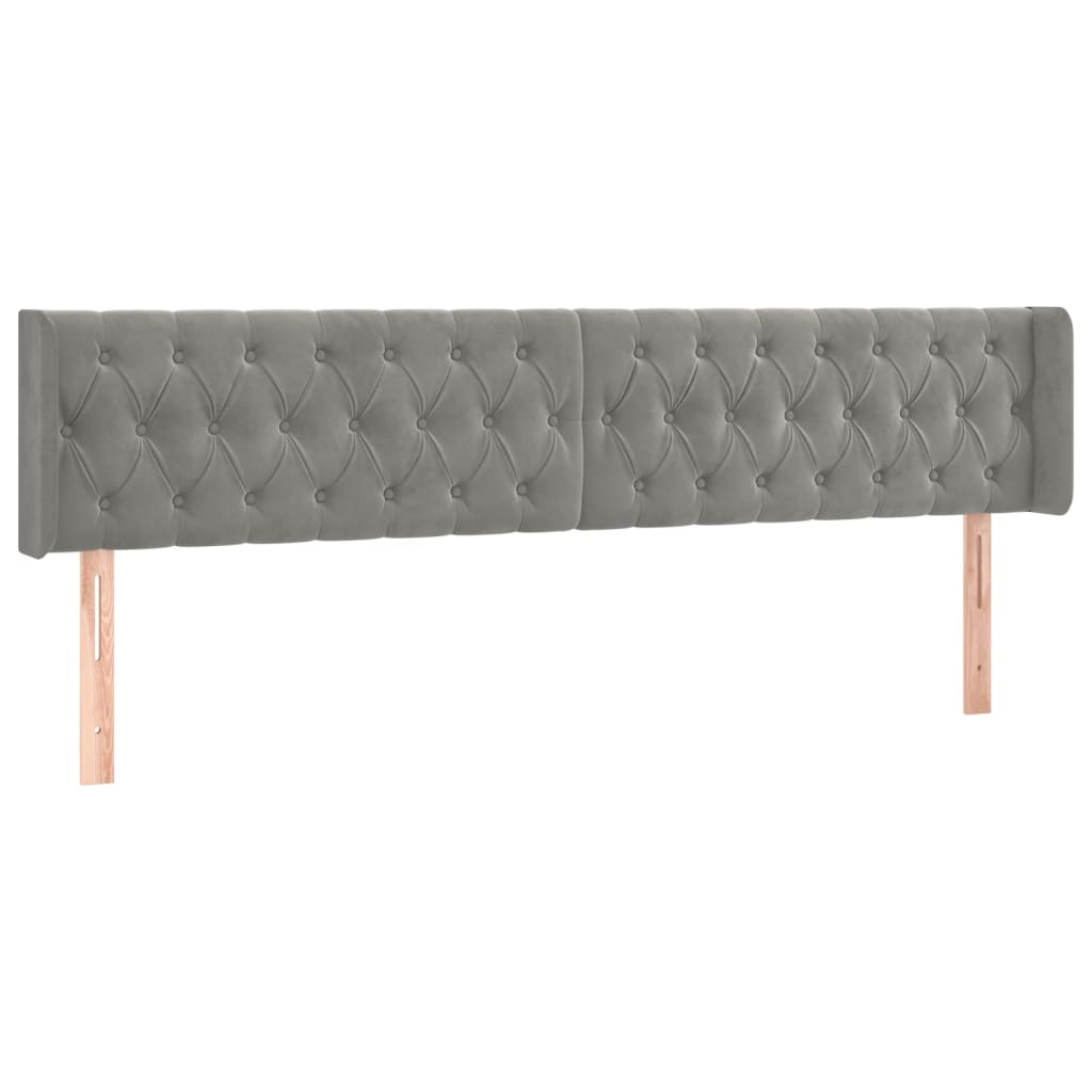 világosszürke bársony szárnyas fejtámla 203x16x78/88 cm
