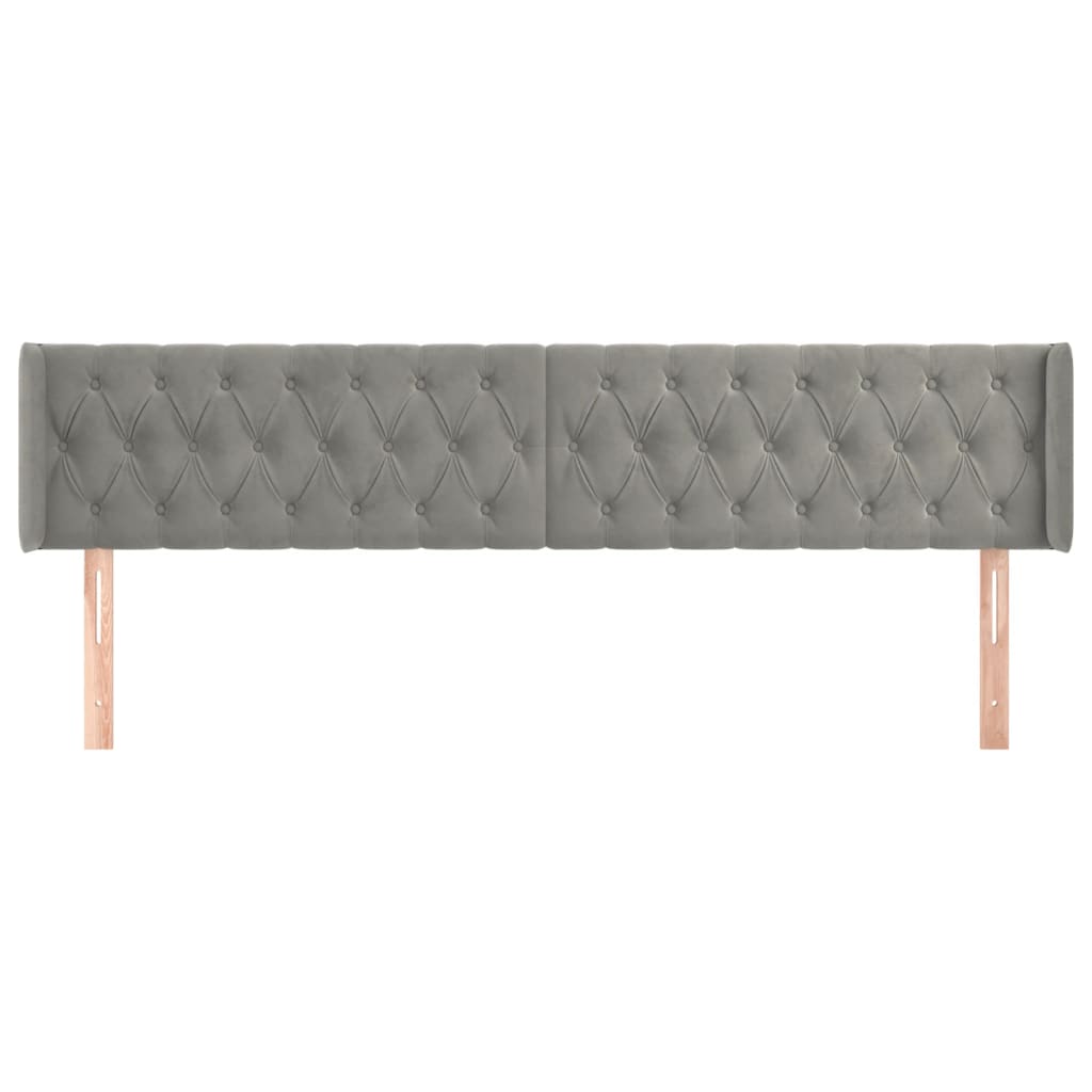 világosszürke bársony szárnyas fejtámla 203x16x78/88 cm