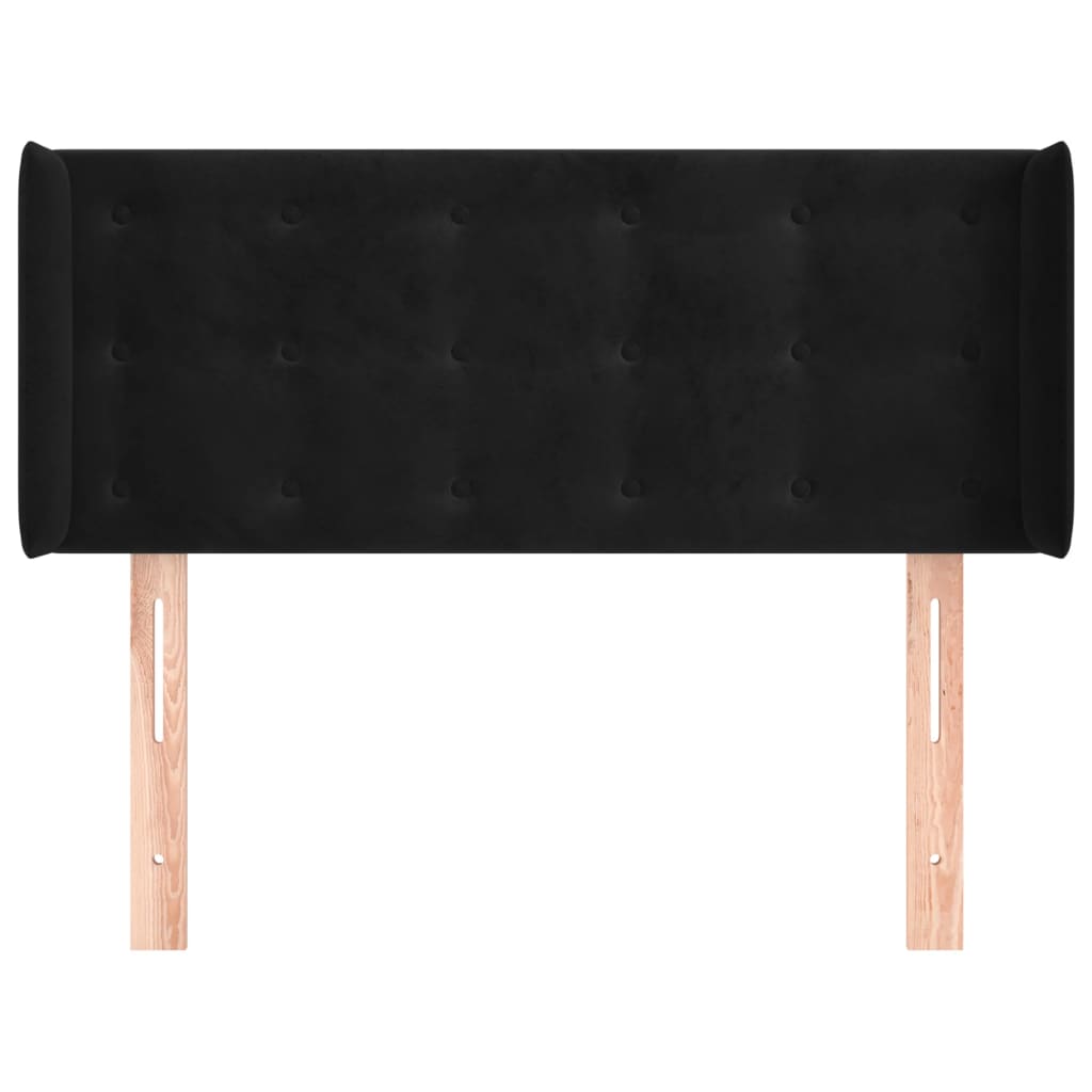 fekete bársony fejtámla szárnyakkal 83x16x78/88 cm