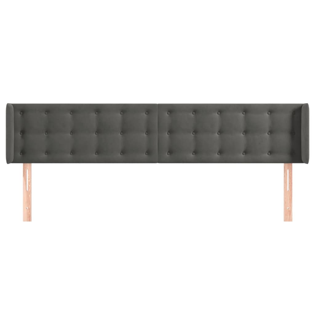 sötétszürke bársony szárnyas fejtámla 163x16x78/88 cm