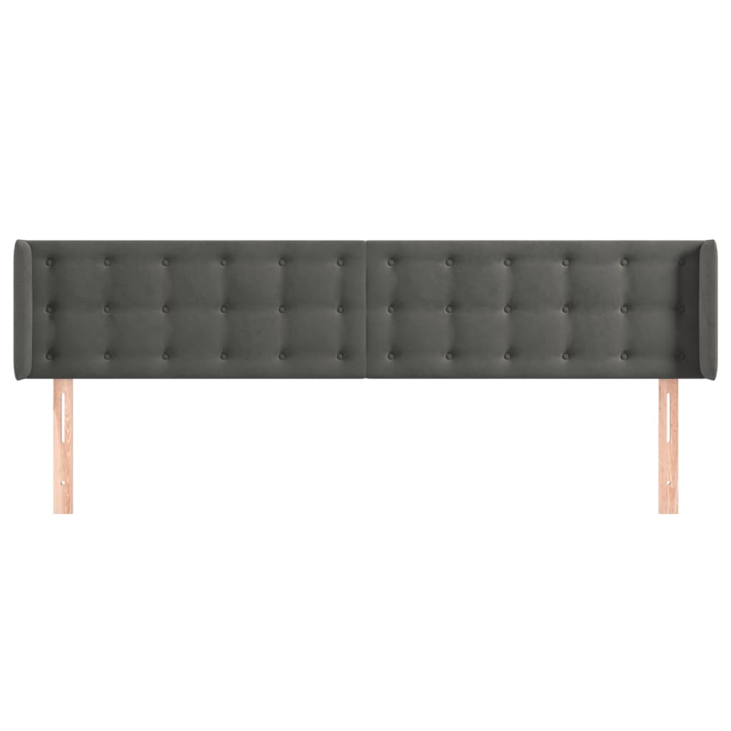 sötétszürke bársony szárnyas fejtámla 183x16x78/88 cm