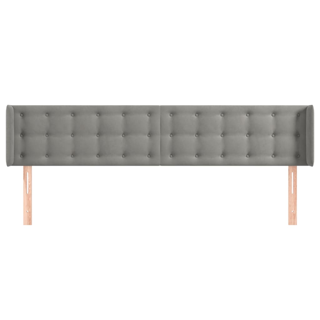 világosszürke bársony szárnyas fejtámla 203x16x78/88 cm