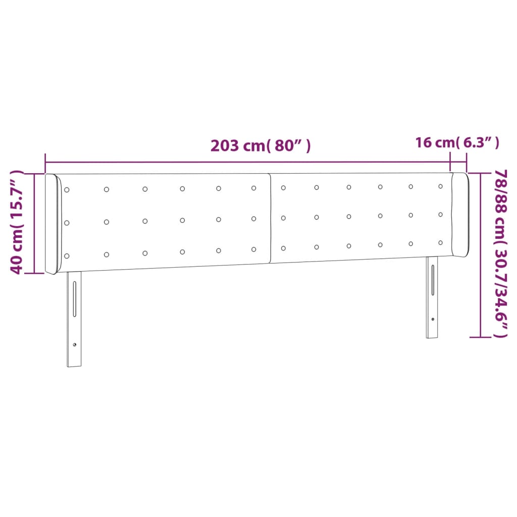 sötétszürke bársony szárnyas fejtámla 203x16x78/88 cm