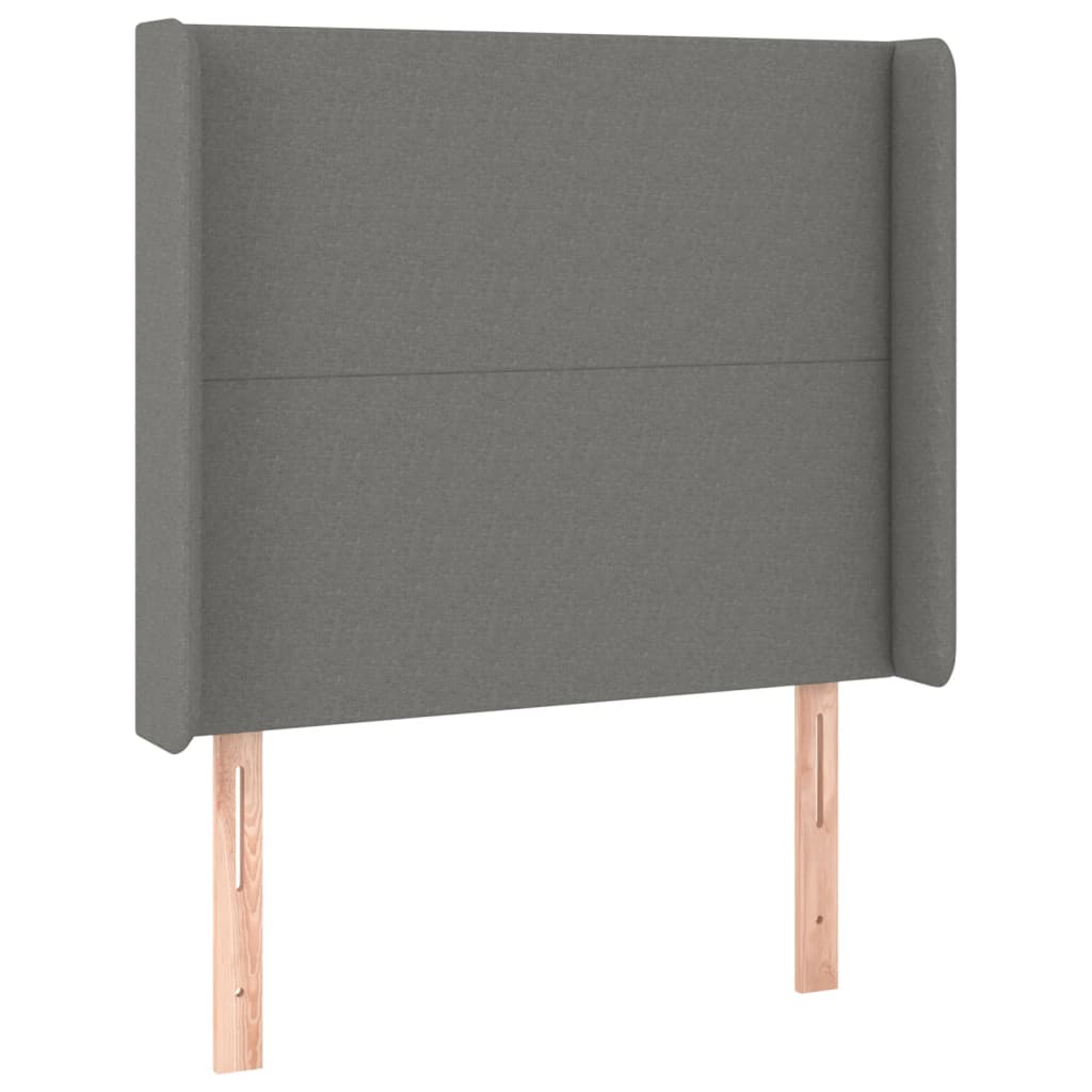 sötétszürke szövet fejtámla szárnyakkal 93x16x118/128 cm