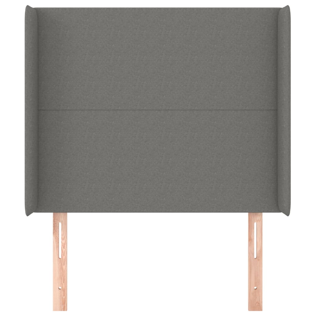 sötétszürke szövet fejtámla szárnyakkal 93x16x118/128 cm