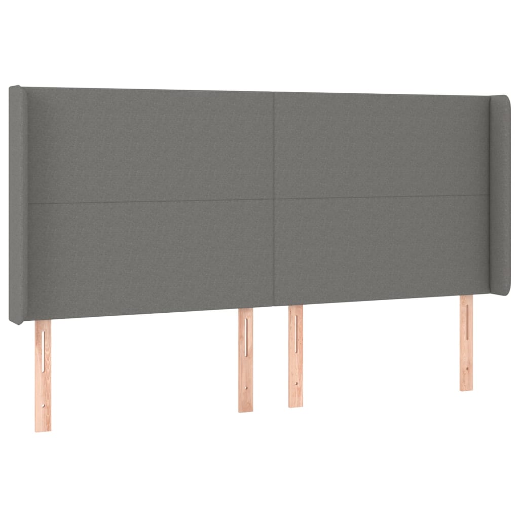 sötétszürke szövet fejtámla szárnyakkal 163x16x118/128 cm