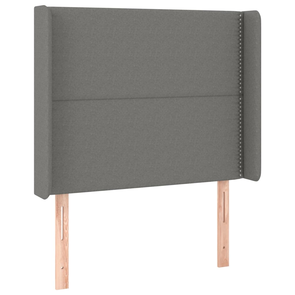 sötétszürke szövet fejtámla szárnyakkal 103x16x118/128 cm