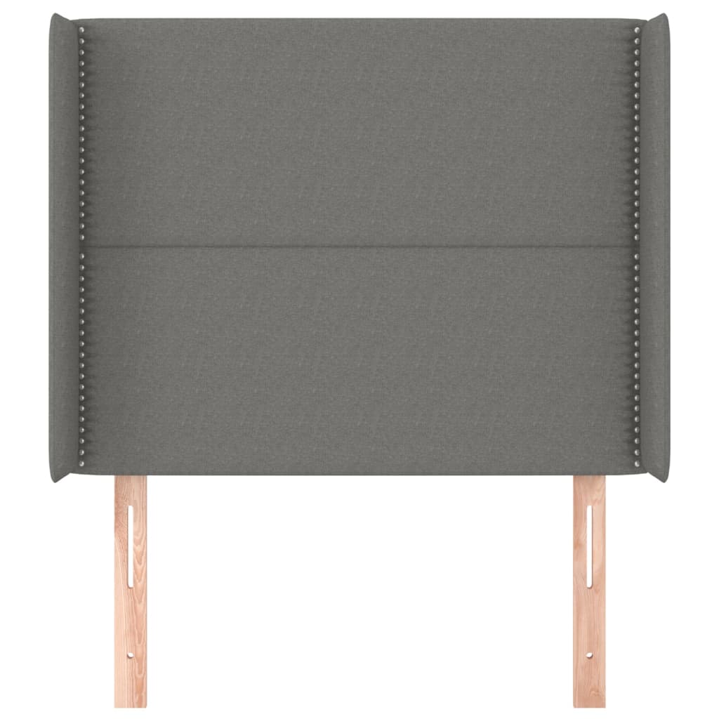 sötétszürke szövet fejtámla szárnyakkal 103x16x118/128 cm