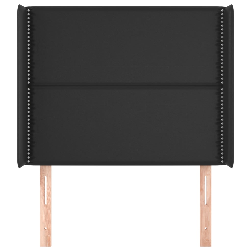 fekete műbőr fejtámla szárnyakkal 93x16x118/128 cm