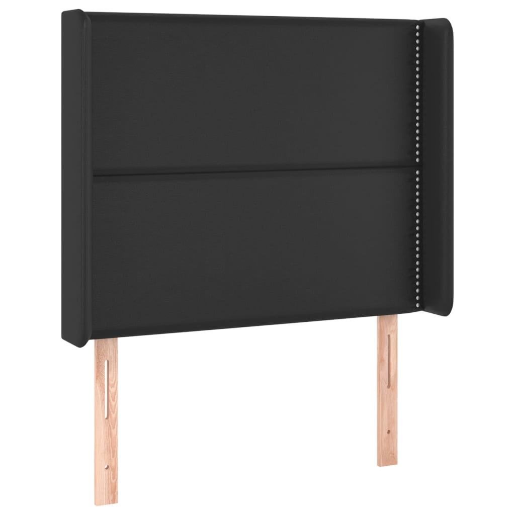 fekete műbőr fejtámla szárnyakkal 103x16x118/128 cm