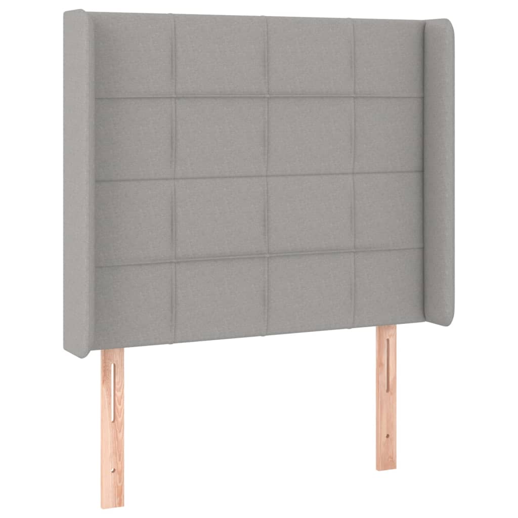 világosszürke szövet fejtámla szárnyakkal 83x16x118/128 cm