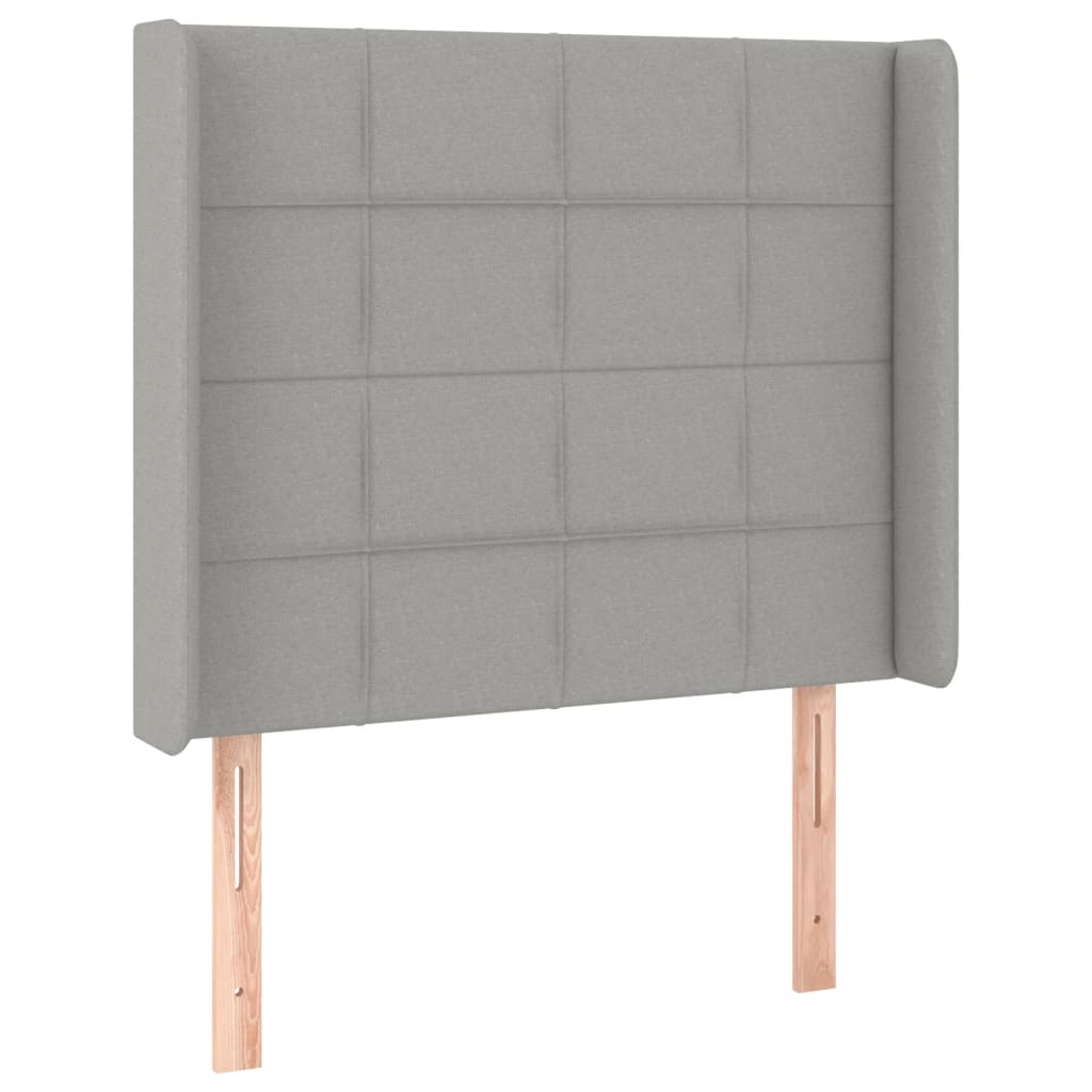 világosszürke szövet fejtámla szárnyakkal 93x16x118/128 cm