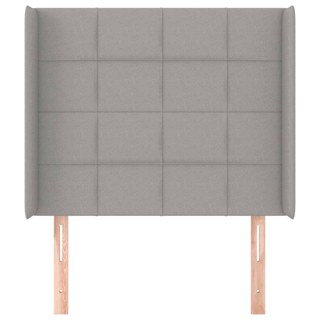 világosszürke szövet fejtámla szárnyakkal 93x16x118/128 cm