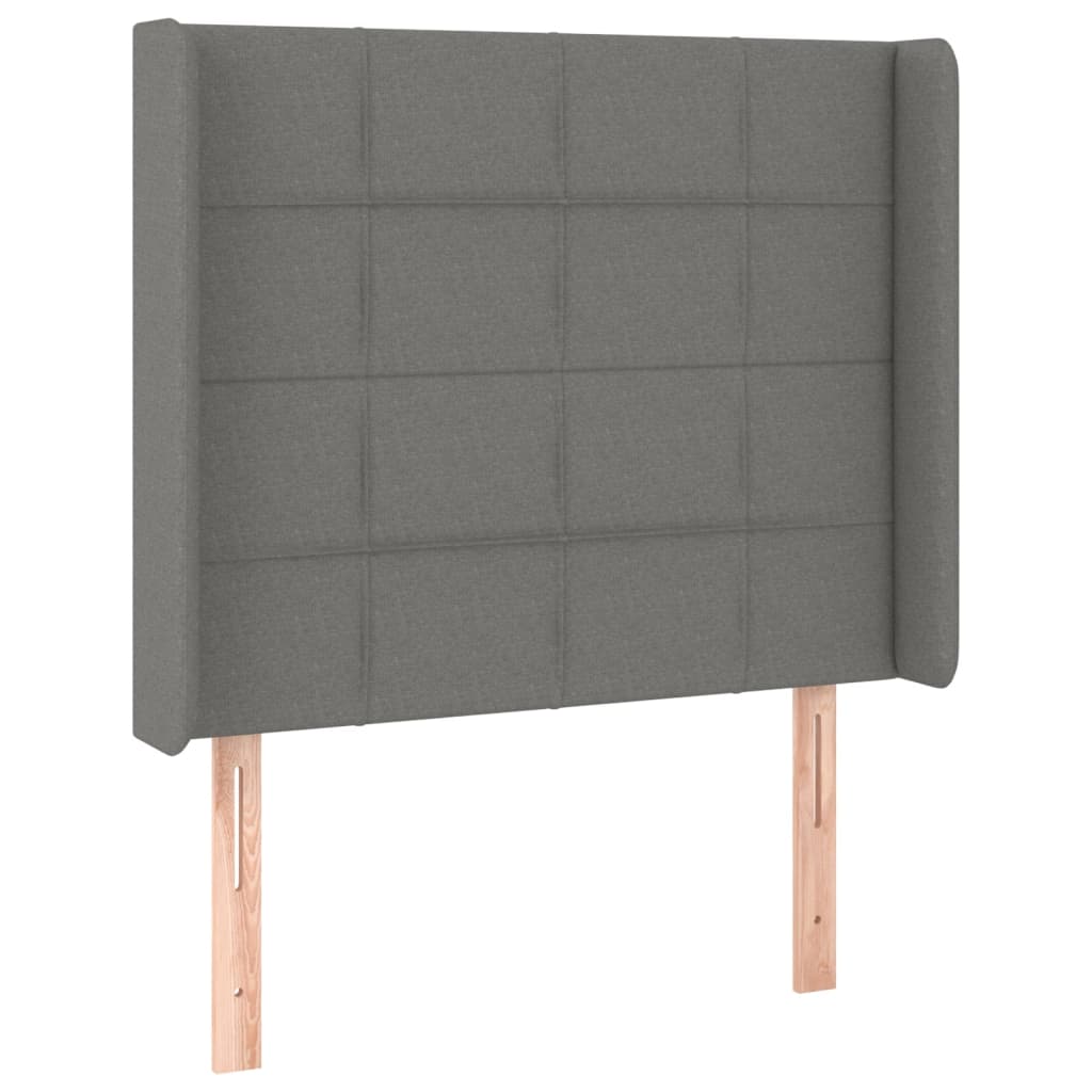 sötétszürke szövet fejtámla szárnyakkal 93x16x118/128 cm