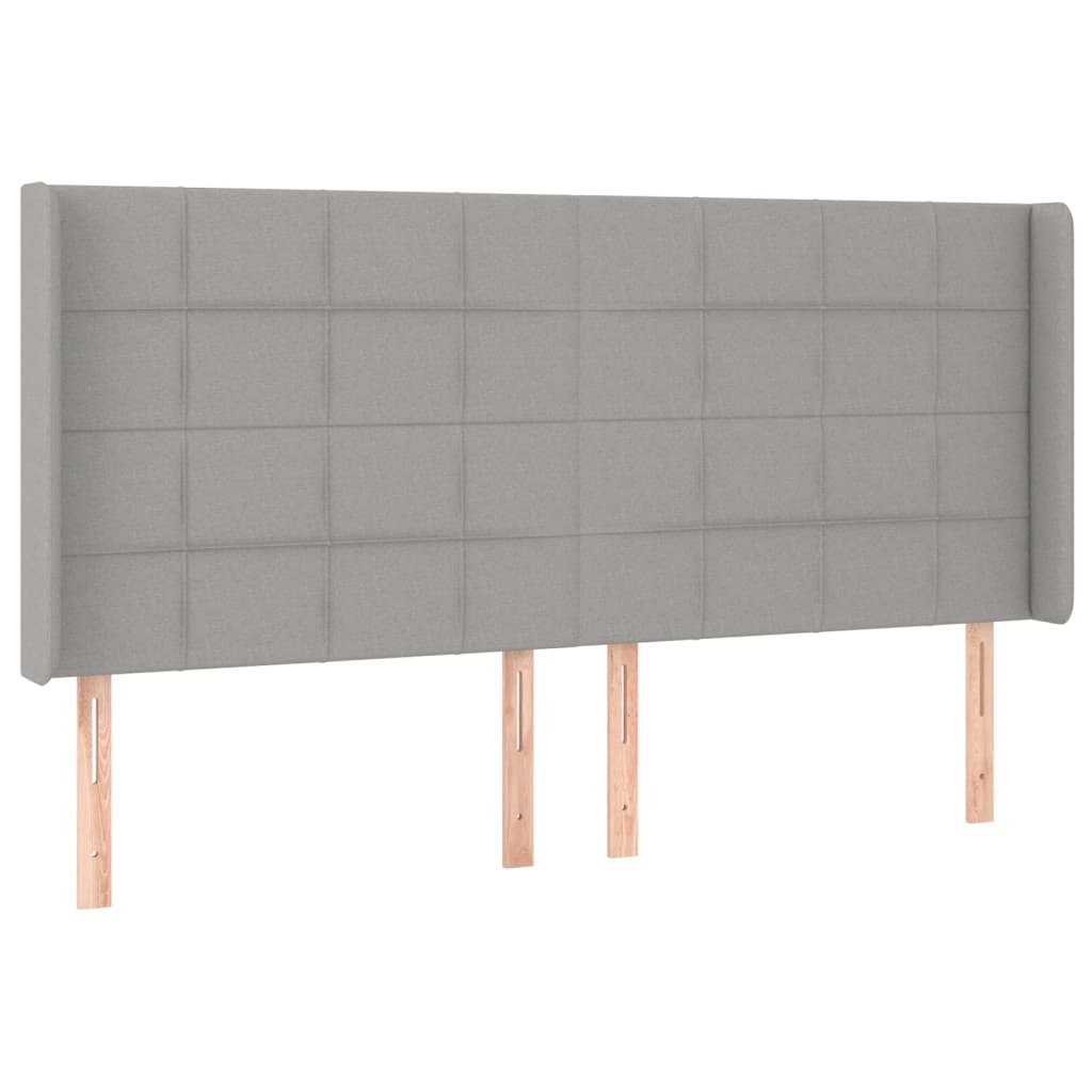 világosszürke szövet fejtámla szárnyakkal 203x16x118/128 cm