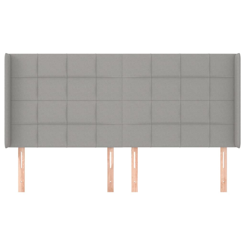 világosszürke szövet fejtámla szárnyakkal 203x16x118/128 cm