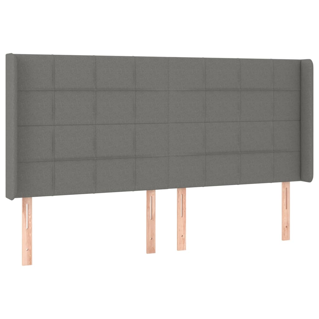 sötétszürke szövet fejtámla szárnyakkal 203x16x118/128 cm