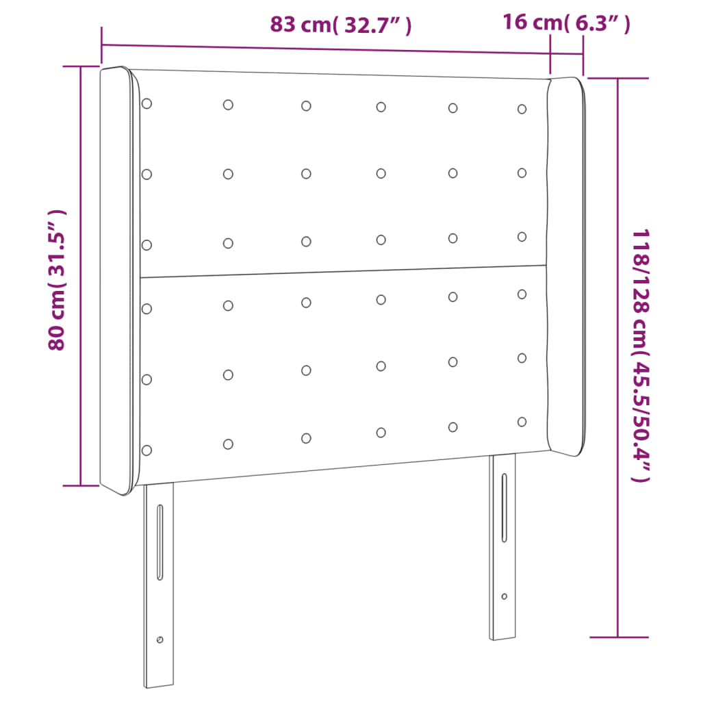 fekete műbőr fejtámla szárnyakkal 83x16x118/128 cm