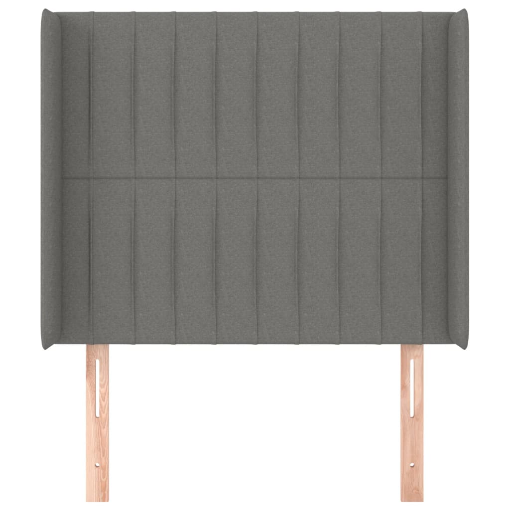 sötétszürke szövet fejtámla szárnyakkal 93x16x118/128 cm