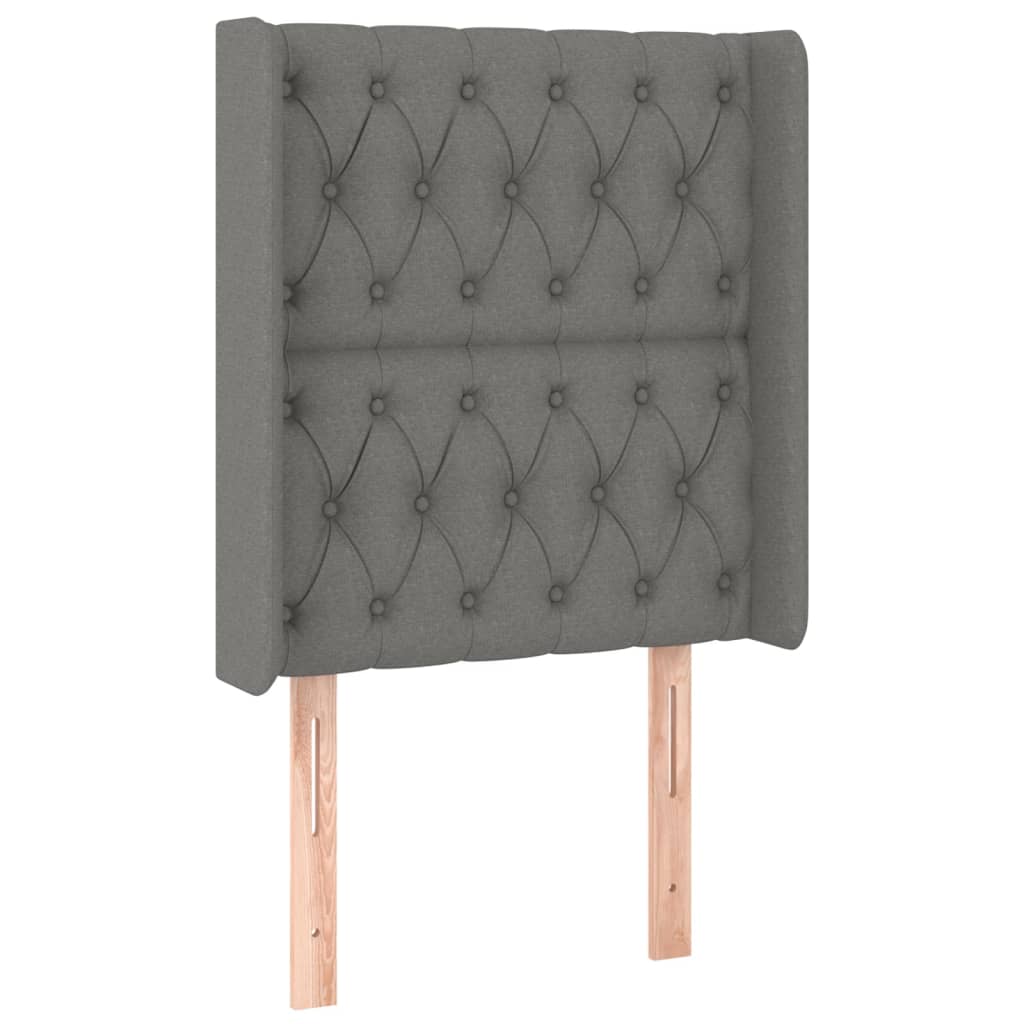sötétszürke szövet fejtámla szárnyakkal 83x16x118/128 cm