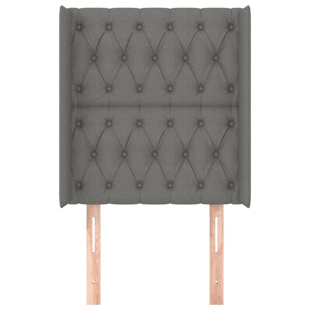 sötétszürke szövet fejtámla szárnyakkal 83x16x118/128 cm