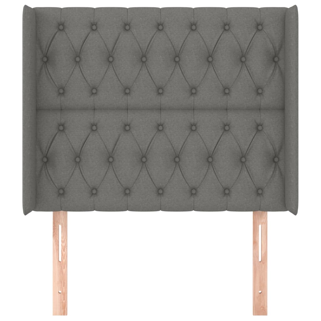 sötétszürke szövet fejtámla szárnyakkal 103x16x118/128 cm