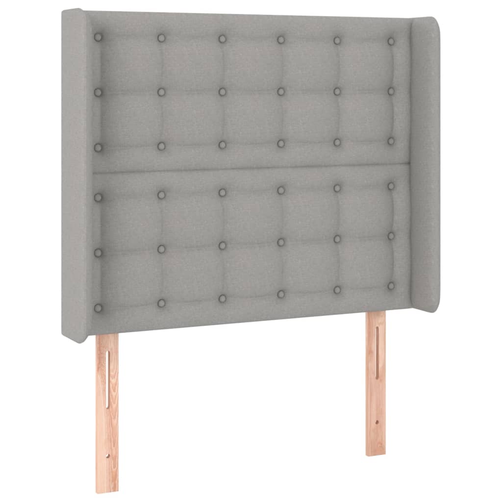 világosszürke szövet fejtámla szárnyakkal 83x16x118/128 cm