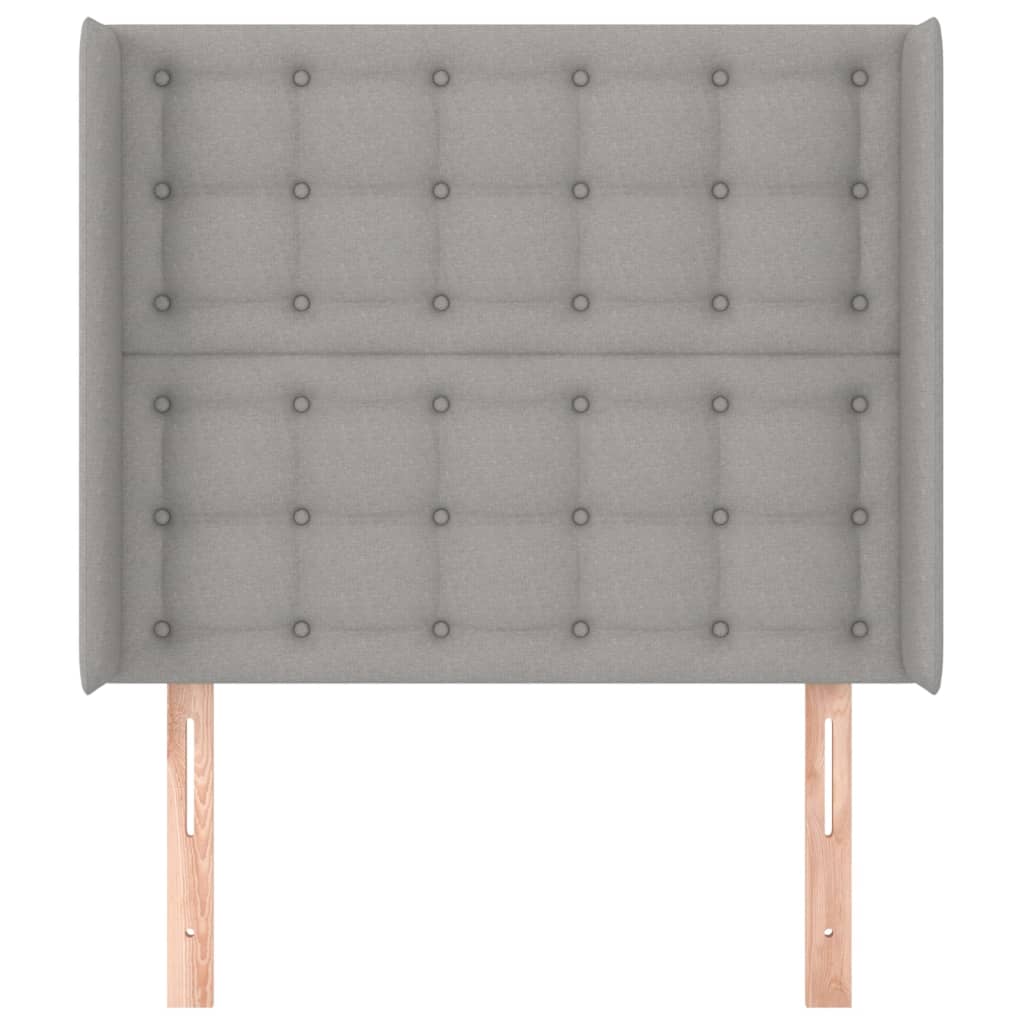 világosszürke szövet fejtámla szárnyakkal 83x16x118/128 cm