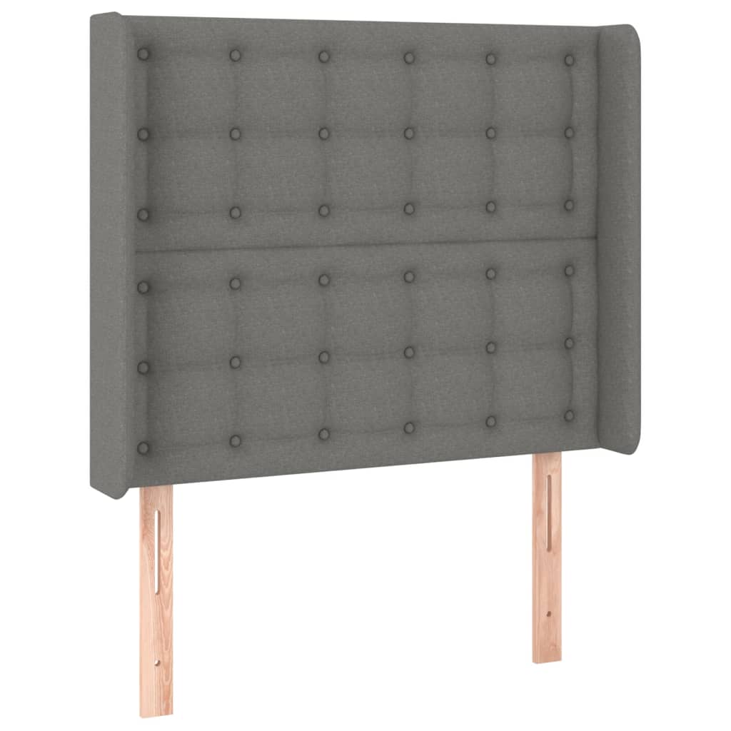 sötétszürke szövet fejtámla szárnyakkal 83x16x118/128 cm