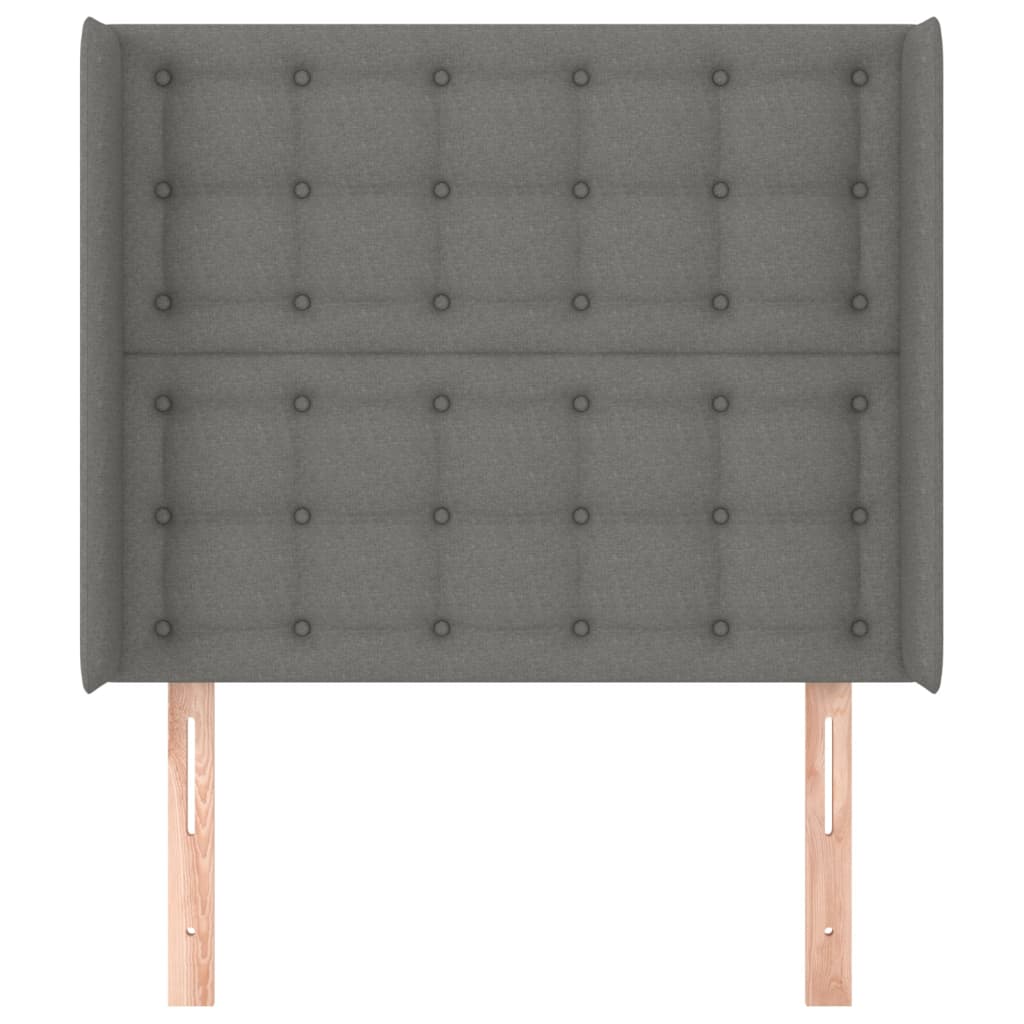 sötétszürke szövet fejtámla szárnyakkal 83x16x118/128 cm