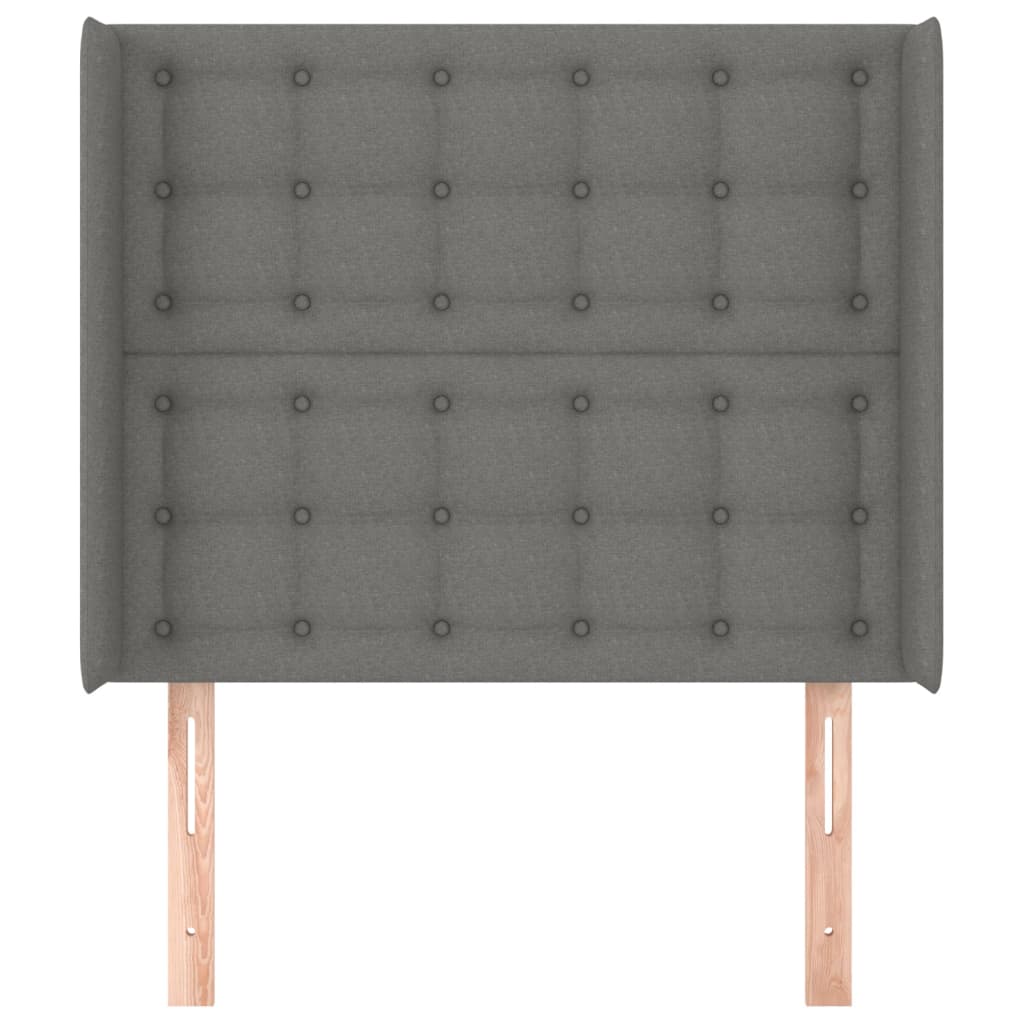 sötétszürke szövet fejtámla szárnyakkal 93x16x118/128 cm