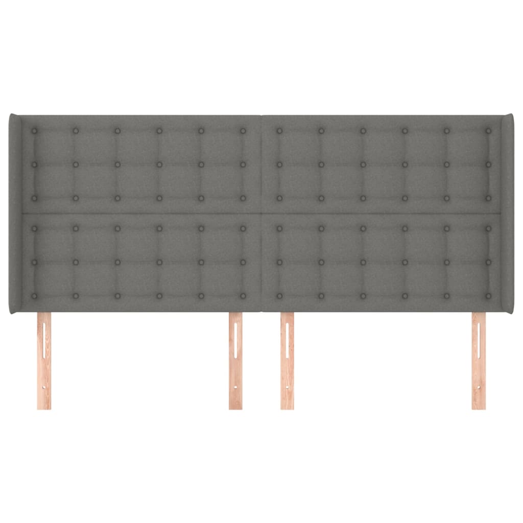 sötétszürke szövet fejtámla szárnyakkal 183x16x118/128 cm
