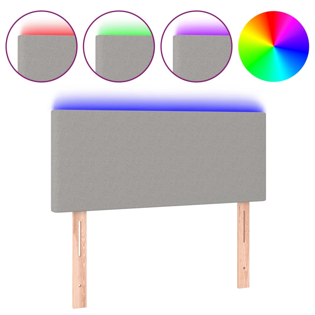 világosszürke szövet LED-es fejtámla 100x5x78/88 cm