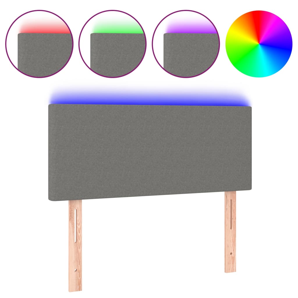 sötétszürke szövet LED-es fejtámla 100x5x78/88 cm