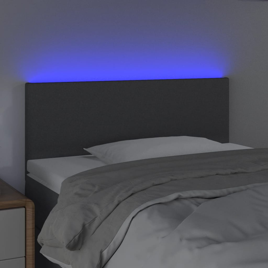 sötétszürke szövet LED-es fejtámla 100x5x78/88 cm