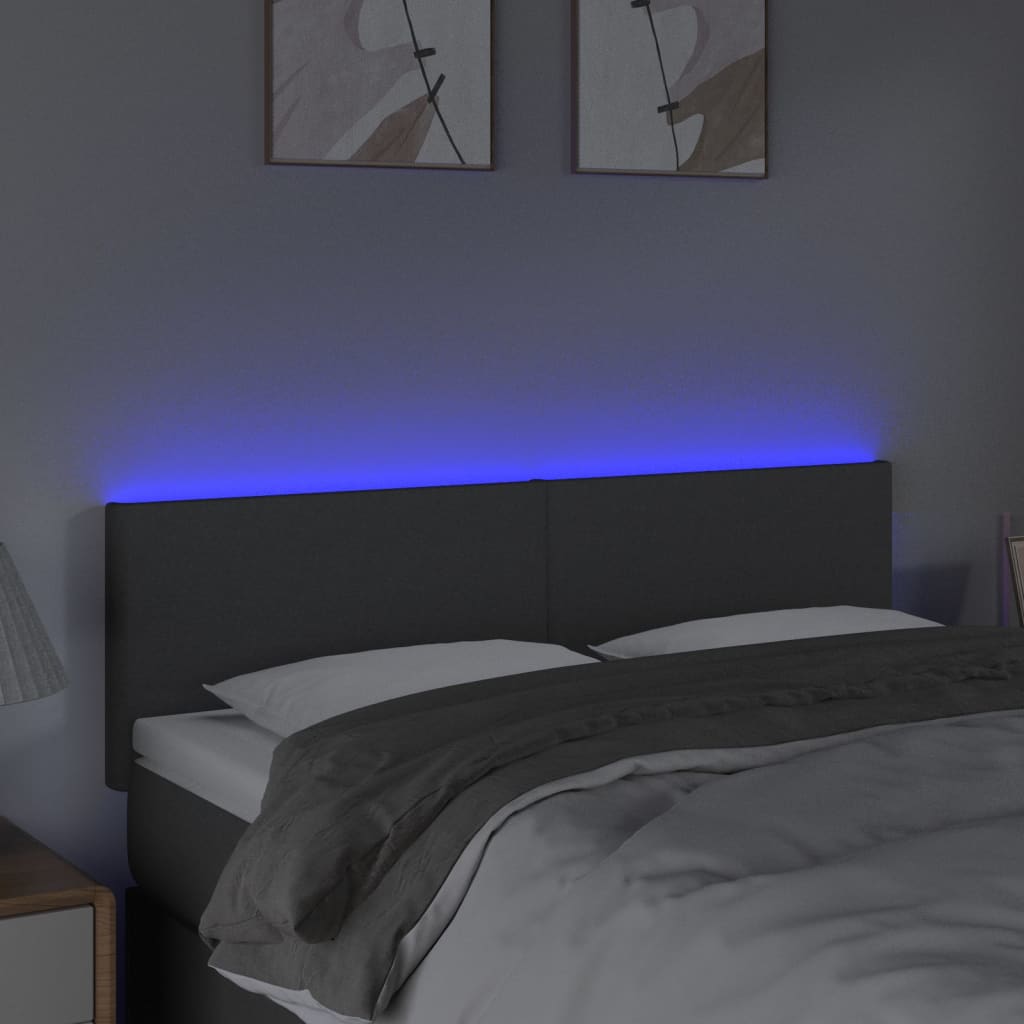 sötétszürke szövet LED-es fejtámla 144x5x78/88 cm
